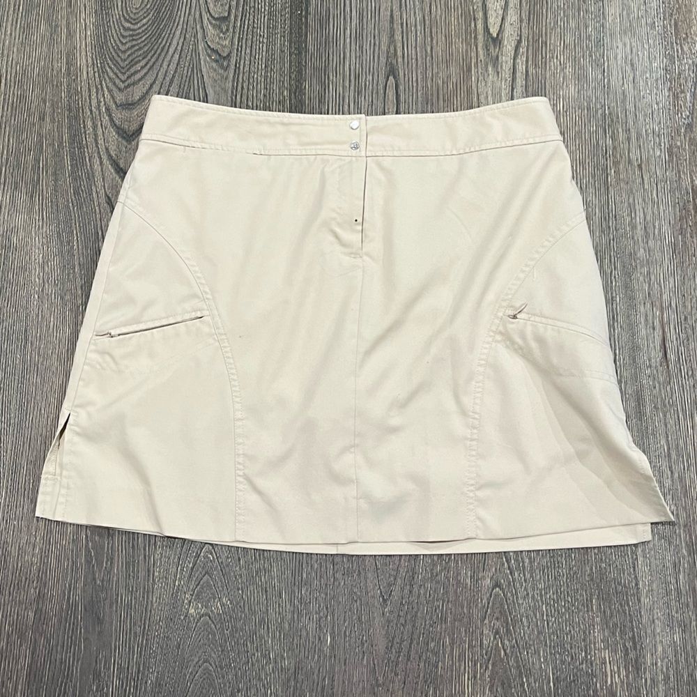 Izod Golf Tennis Mini Skirt A-line High Rise Relaxed Athletic Fit Beige Size 10